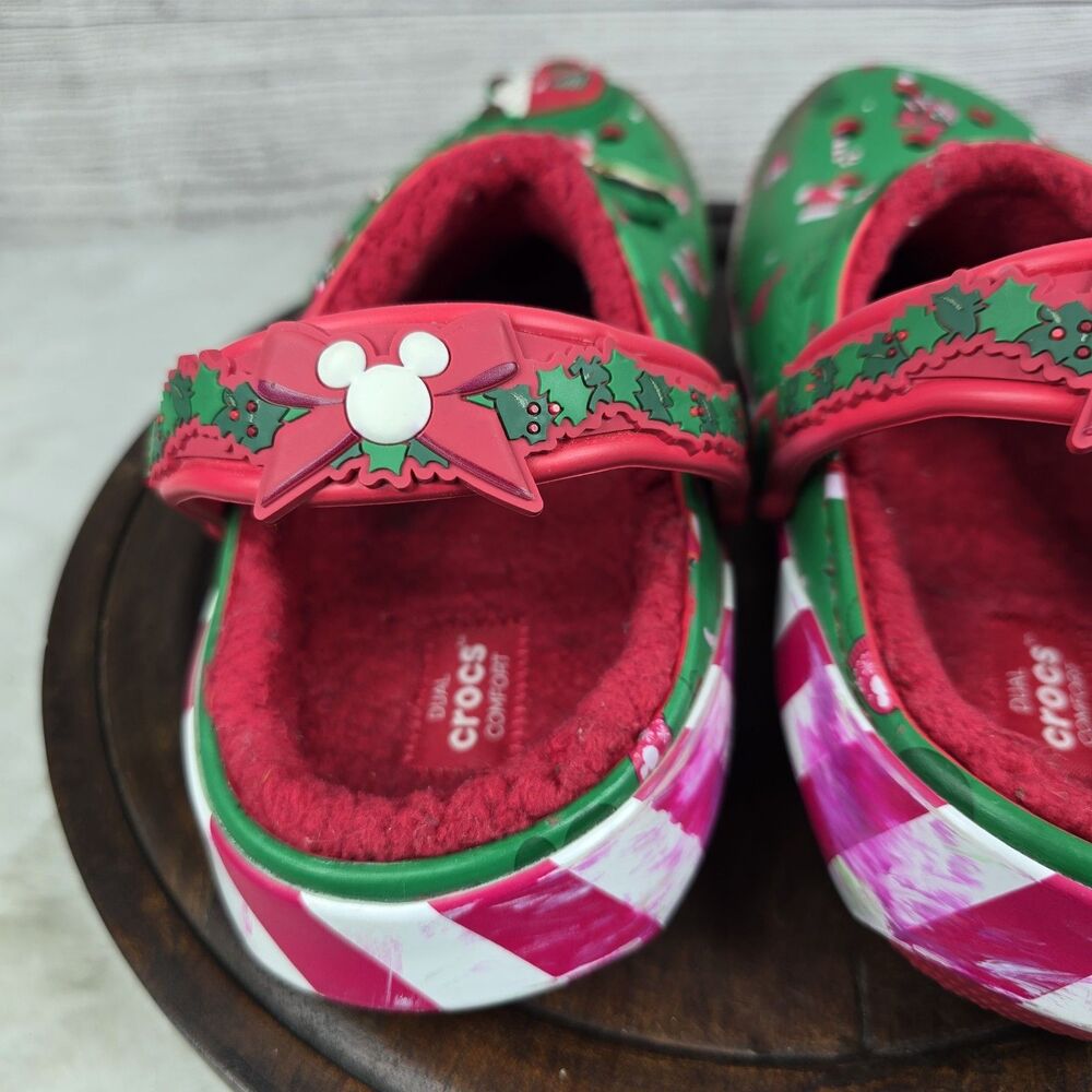 Crocs x Disney Christmas Holiday Lined Classic Clogs Green Red Womens 9 Mens 7 - Picture 9 of 15
